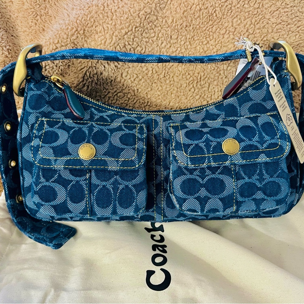 SOLD on fb- Coach Blue Denim Cargo Shoulder Bag